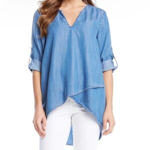 Karen Kane Blue Asymmetrical 3/4 Sleeve Tunic